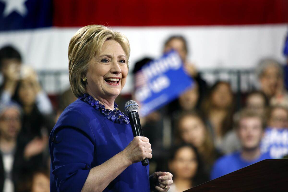 Democratic presidential candidate Hillary Clinton holds a rally at Javits Convention Center in New York City on Wednesday.