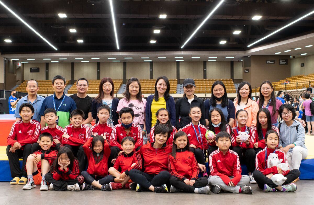Hong Wu Kung Fu and Tai Chi Academy athletes and families at the U.S. National Wushu team trial.