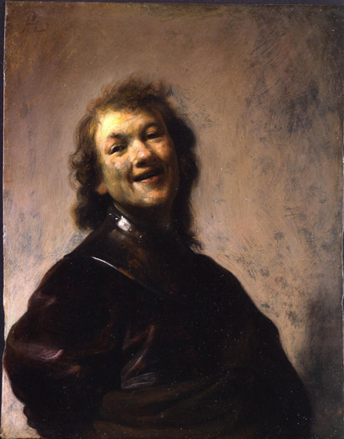 `Rembrandt Laughing' self-portrait by Rembrandt van Rijn. The Getty Museum's $25.1-million purchase of the painting in May from an owner in Britain has been held up at least three months under a U.K. law that allows institutions there to step in and keep it on British soil by matching the price.