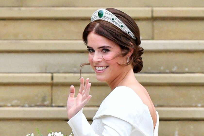 Mandatory Credit: Photo by Tim Rooke/REX/Shutterstock (9927730y) Princess Eugenie The wedding of Princess Eugenie and Jack Brooksbank, Pre-Ceremony, Windsor, Berkshire, UK - 12 Oct 2018 WEARING PETER PILOTTO