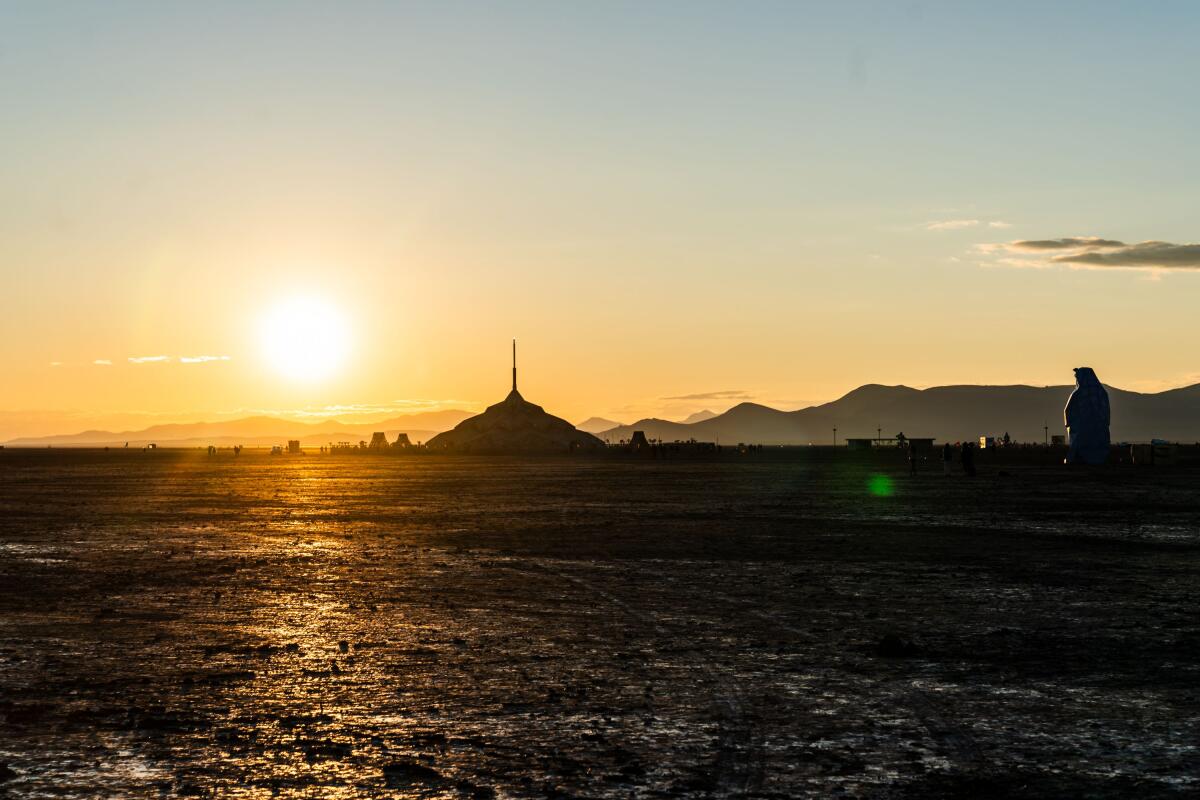 The mud-covered playa of Burning Man