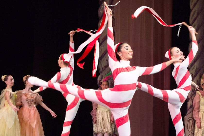 Dancing candy canes are among sweets featured in The California Ballet's annual production of "The Nutcracker."