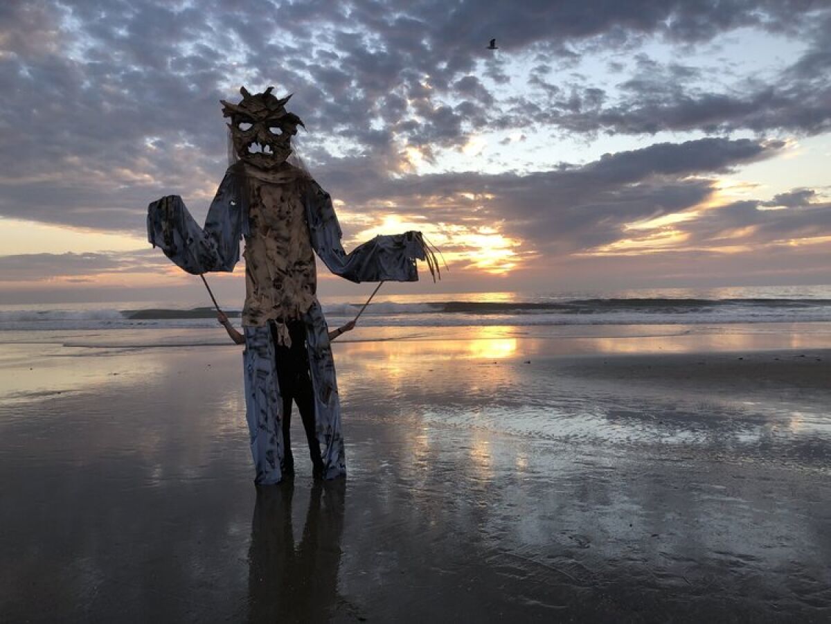 Carmel Valley resident Jacob Surovsky built a giant puppet for Halloween night.
