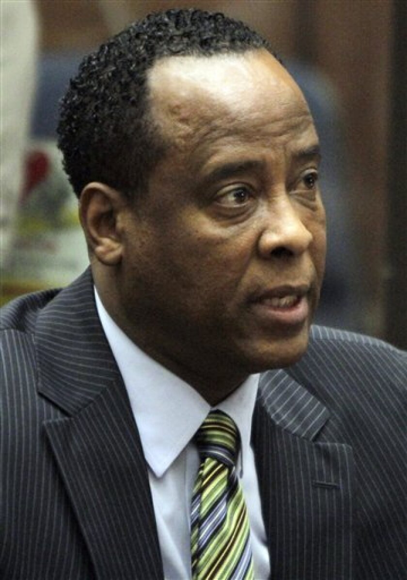 FILE - In this Jan. 25, 2011 file photo, Dr. Conrad Murray, singer Michael Jackson’s personal physician, appears in Los Angeles Superior Court where Murray pleaded not guilty to a charge of involuntary manslaughter in the pop star’s 2009 death. (AP Photo/Irfan Khan, File)