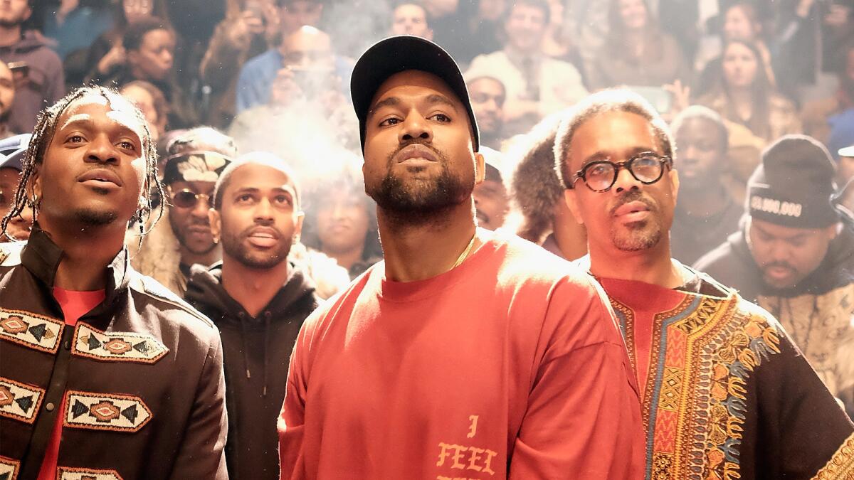 Kanye West at his February fashion show, Yeezy Season 3.