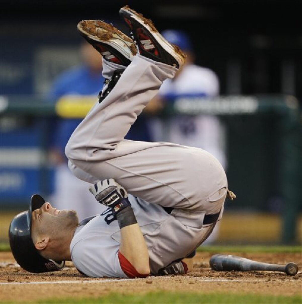 Boston Red Sox Dustin Pedroia flies out in the top of the eighth