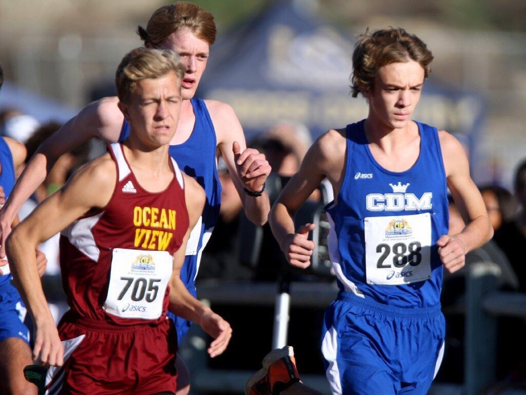 Corona del Mar High's Leif Hellgren (288) races off as the CIF Southern Section Division 3 cross finals begin.