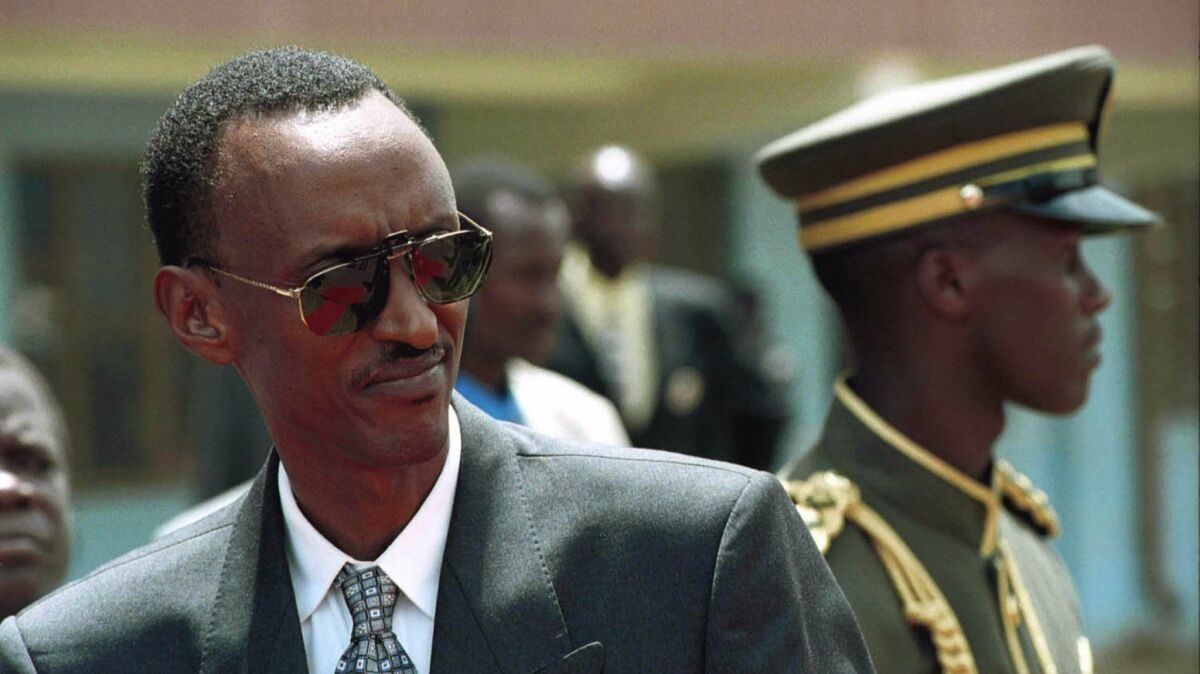 Rwandan President Paul Kagame will face little competition at elections when he seeks a third seven-year term in August, but he rejects criticisms of authoritarianism, saying they come "from Westerners drunk on their own values." (Marco Longari / Agence France-Presse)