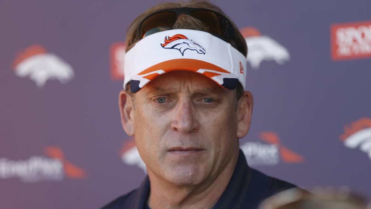 Jack Del Rio participates in a news conference in Englewood, Colo., on Jan. 8.