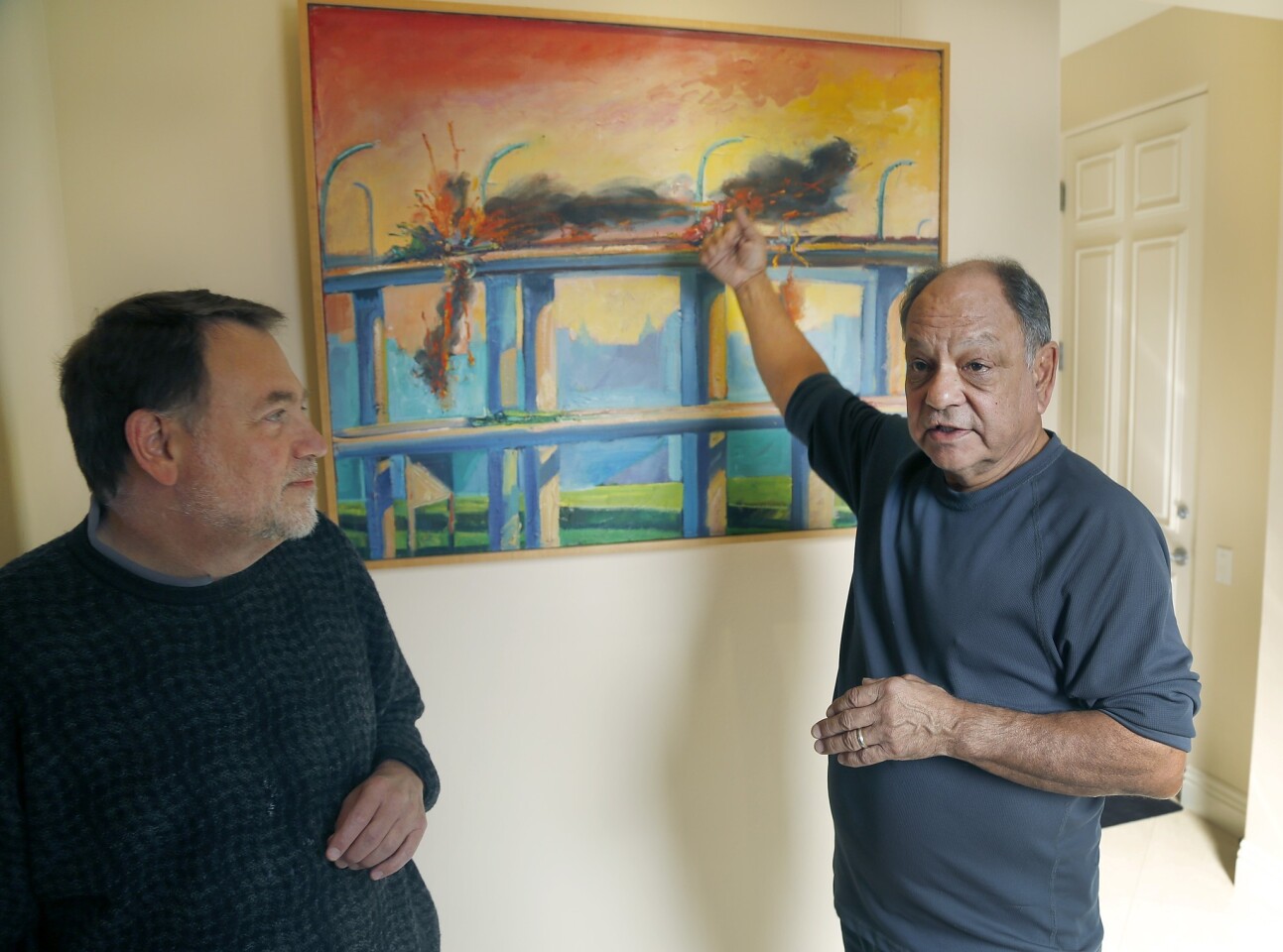 Cheech Marin, right, and Howard Fox, retired from his job as a LACMA contemporary art curator, are working on a show by the late L.A. Chicano painter and printmaker Carlos Almaraz.