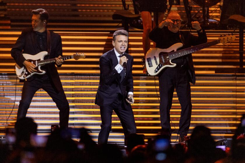 Mexican singer Luis Miguel performs at the Luis Miguel Tour 2023 at the Honda Center in Anaheim, California, on September 20, 2023. (Photo by Ringo Chiu / For LA Times en Espanol)