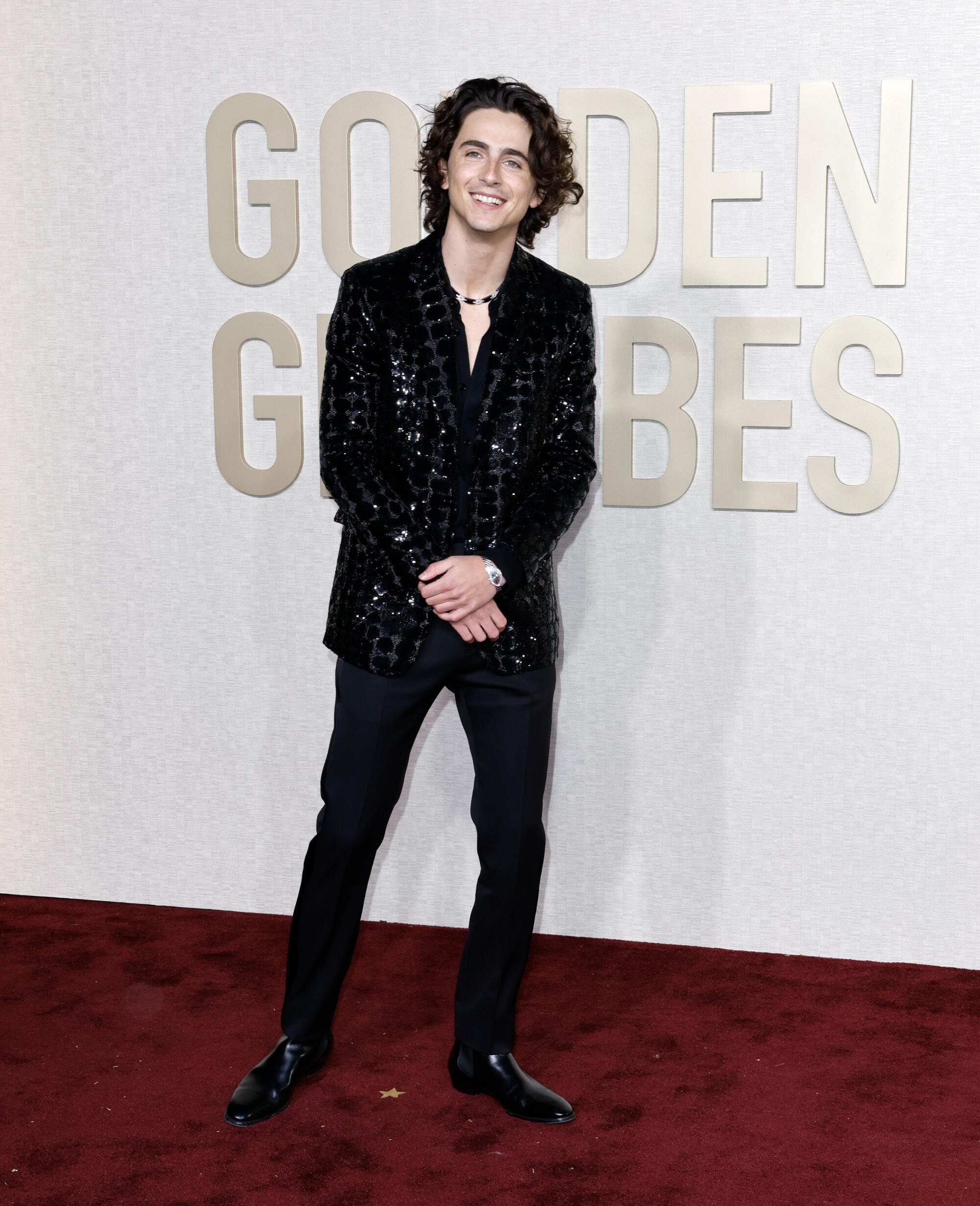 Timothee Chalamet on the red carpet of the 81st Annual 