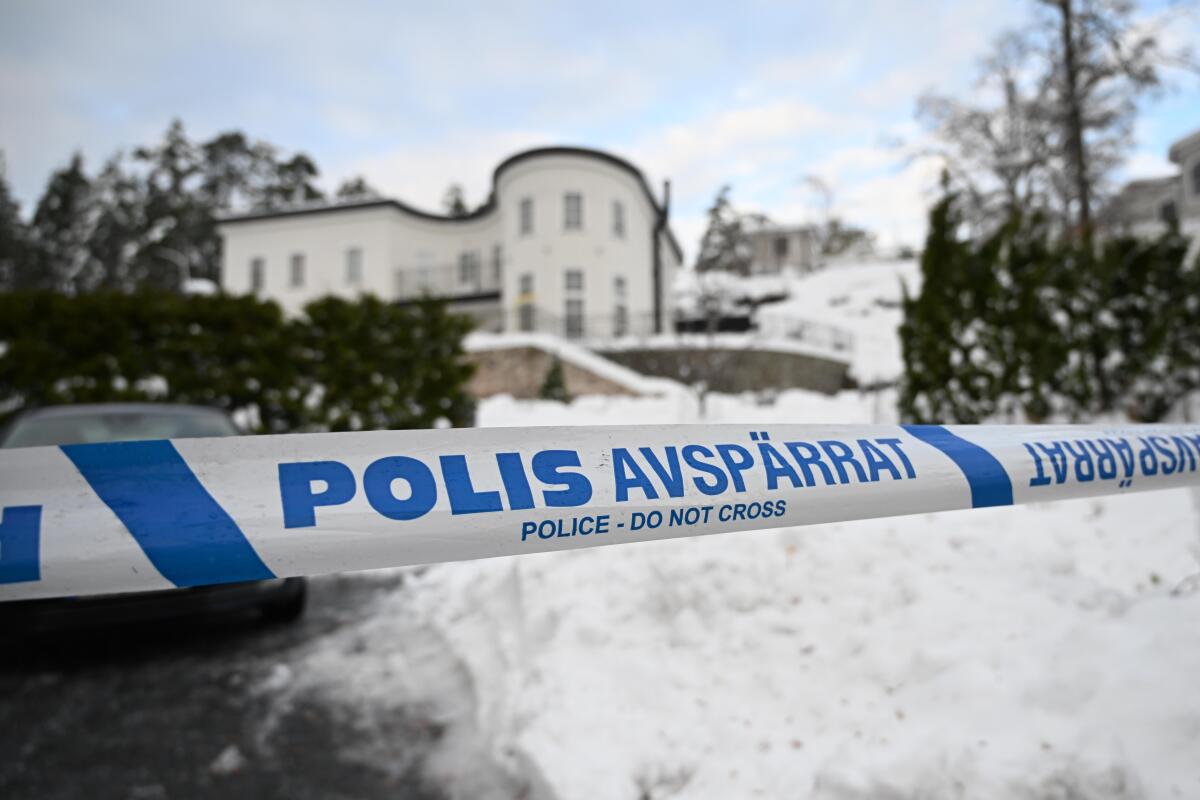 Police tape outside a house in Sweden