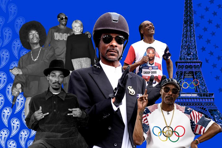 A collage of photos from Snoop Dogg's past leading into his time at the 2024 Paris Olympics