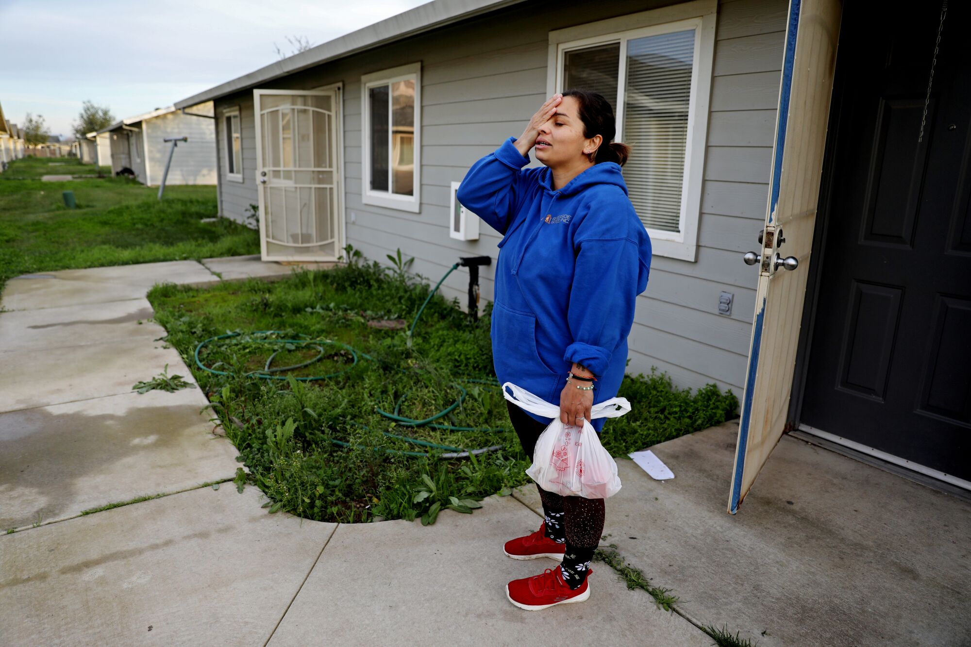 Erica Bedolla Lopez at her temporary housing at Felix Torres Housing, run by Merced County.