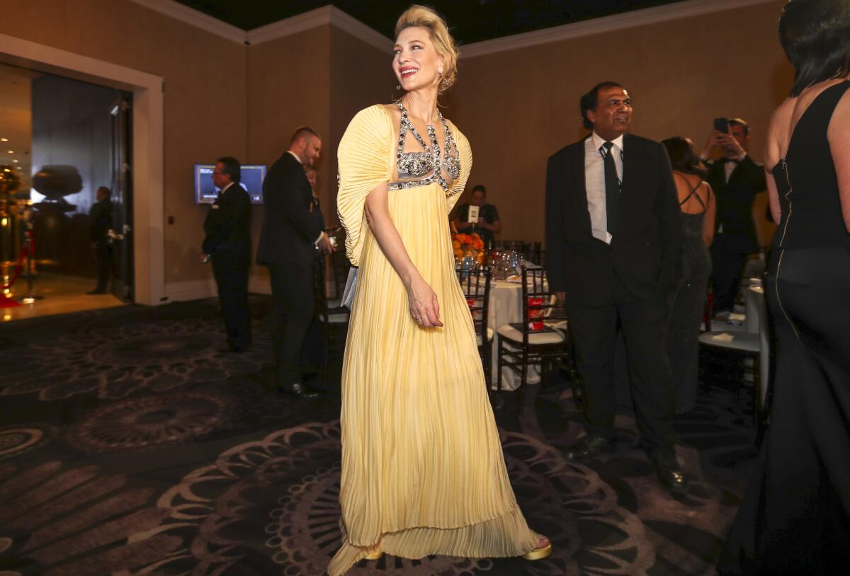 Miss: Cate Blanchett in a buttery-yellow Mary Katrantzou gown.