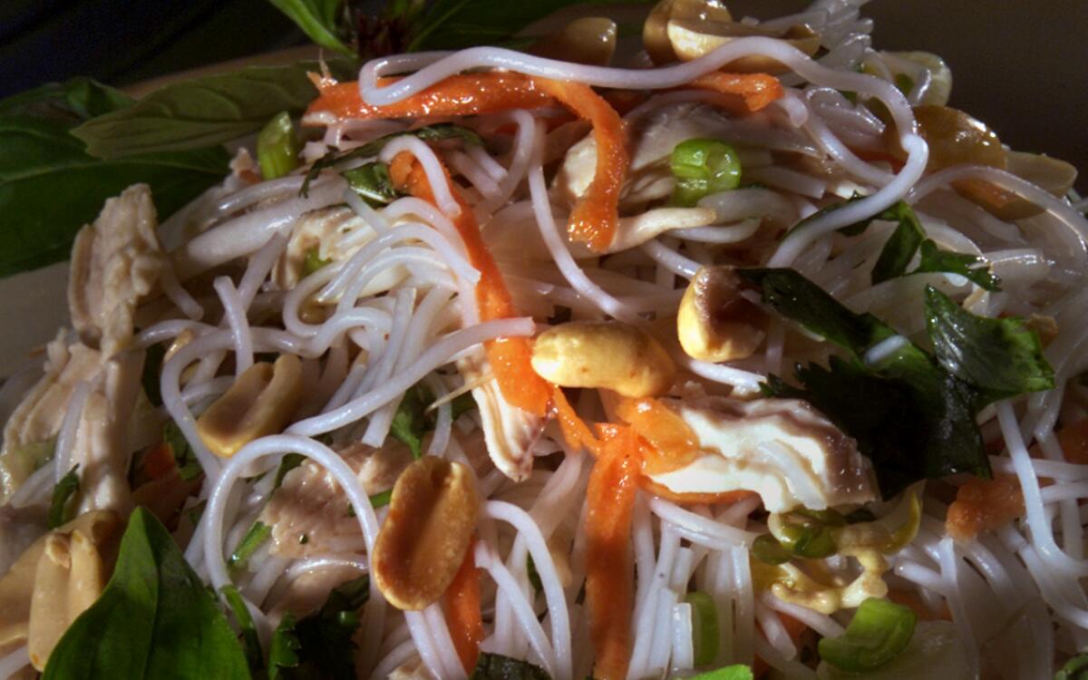 Thai-inspired  chicken salad with rice noodles.