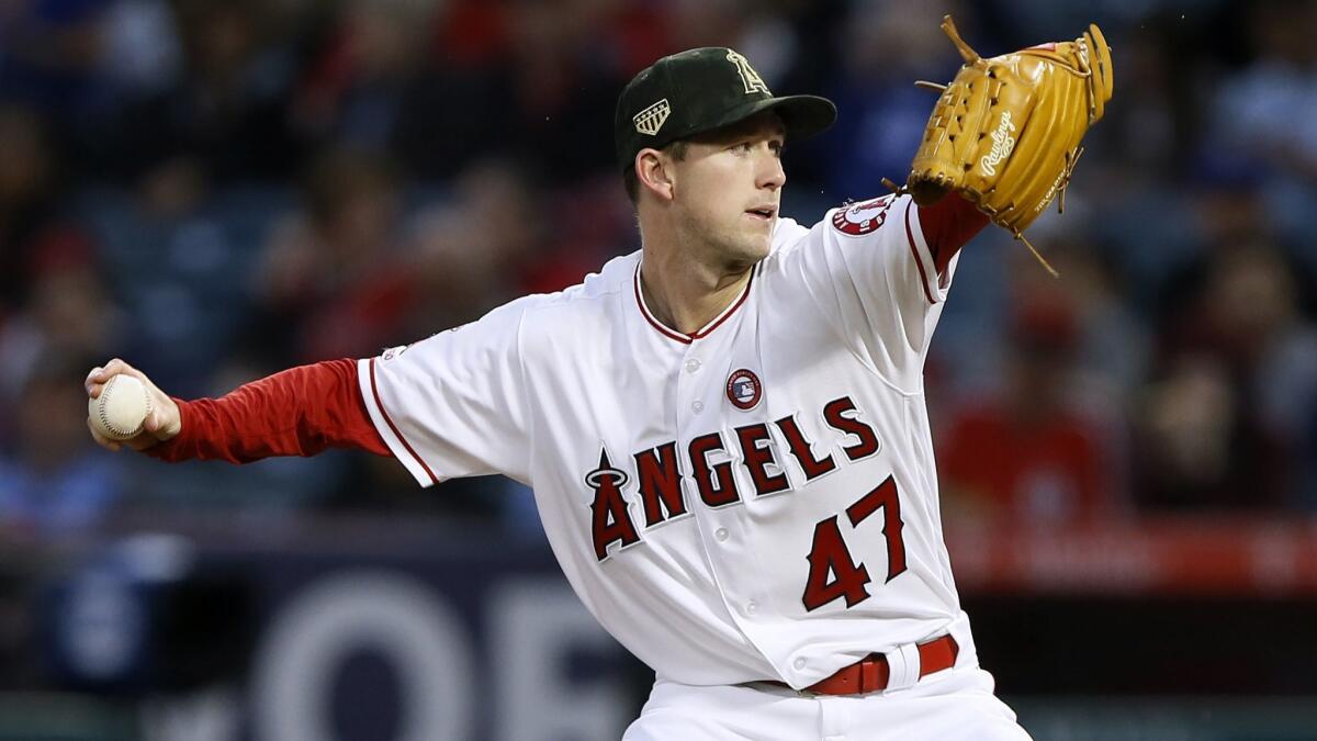 Angels starter Griffin Canning delivers during the first inning against the Kansas City Royals on May 18.