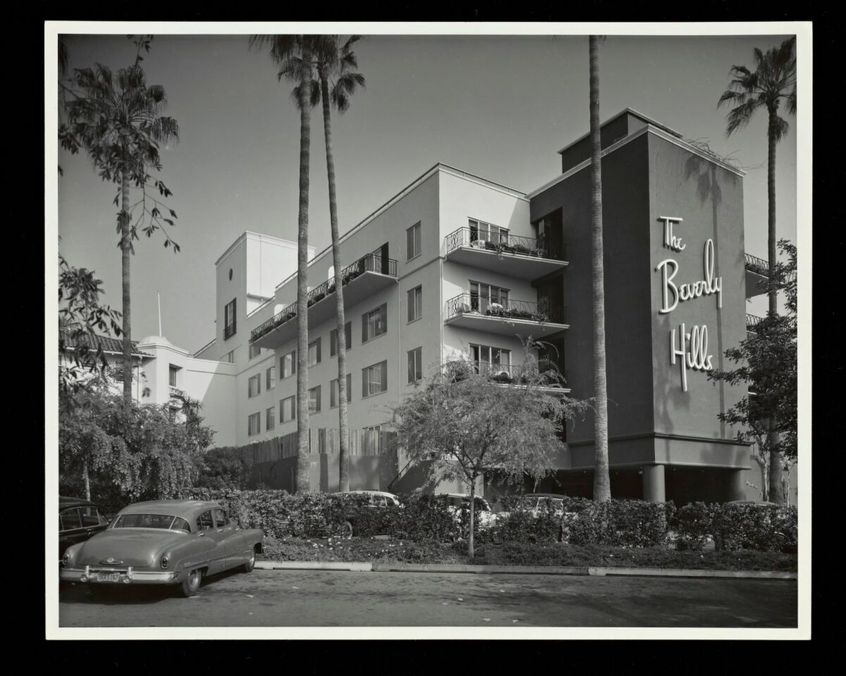 The Beverly Hills hotel in 1950, featuring an addition by architect Paul R. Williams.
