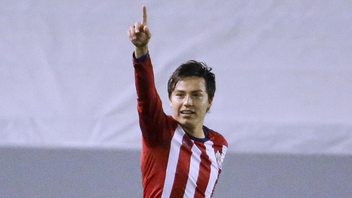 Chivas USA's Erick Torres celebrates after scoring a goal against the Seattle Sounders on April 19. Torres scored in Chivas USA's win over Colorado on Sunday.