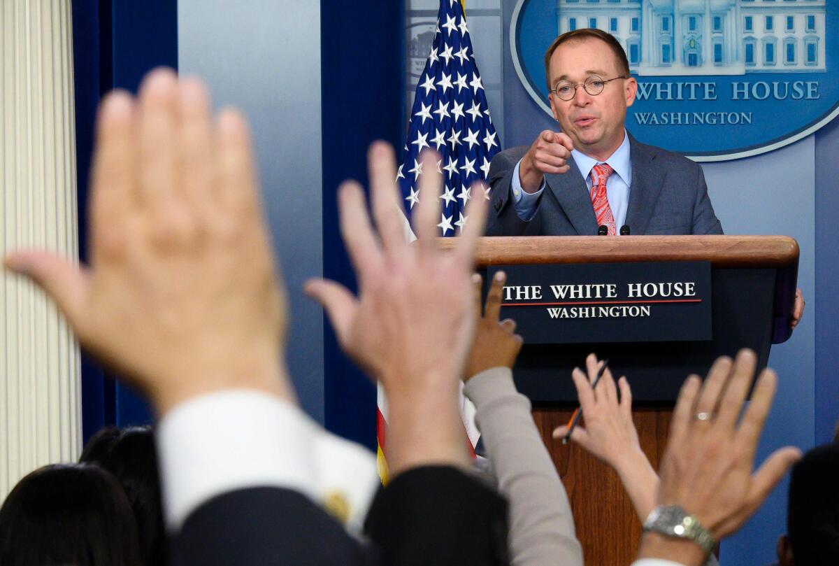 Acting White House Chief of Staff Mick Mulvaney. 