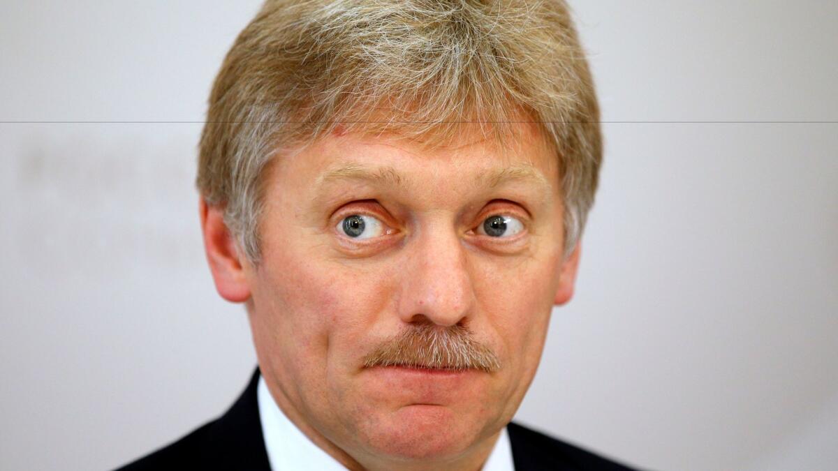 Dmitry Peskov, Russian President Vladimir Putin's press secretary, at a news conference in Sochi, Russia, on May 19, 2016.