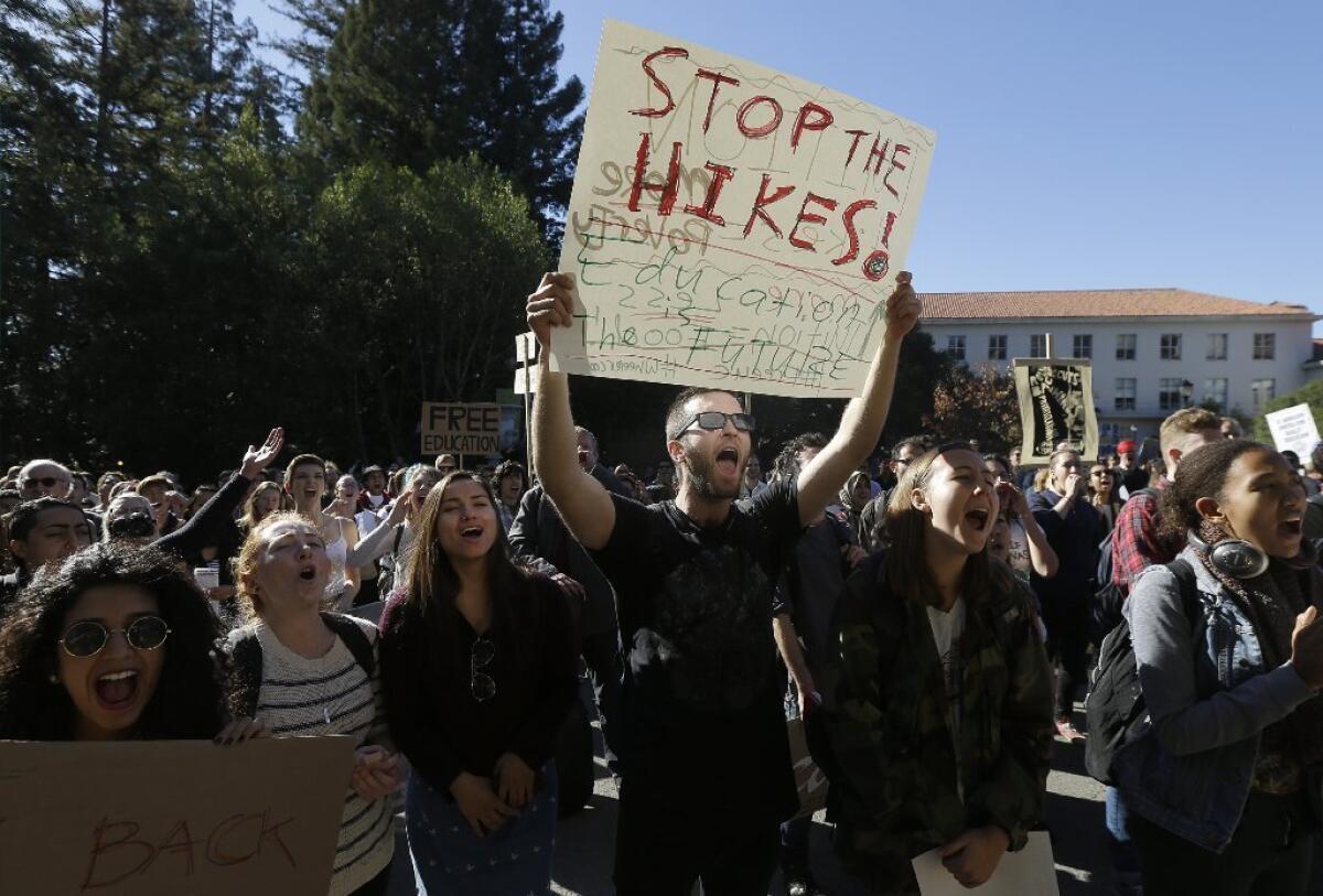 UC Berkeley students protest against tuition increases on Nov. 24, 2014, after the UC regents voted to raise fees.