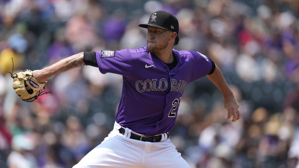 Colorado Rockies starting pitcher Kyle Freeland delivers during a game. Freeland will start Friday against the Dodgers.
