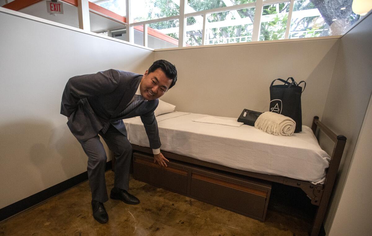 Councilman David Ryu at new Hollywood shelter