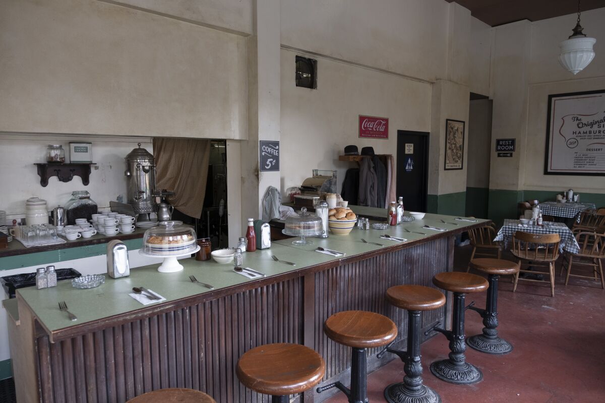 The interior of Ptomaine Tommy's on the "Perry Mason" set in San Pedro.