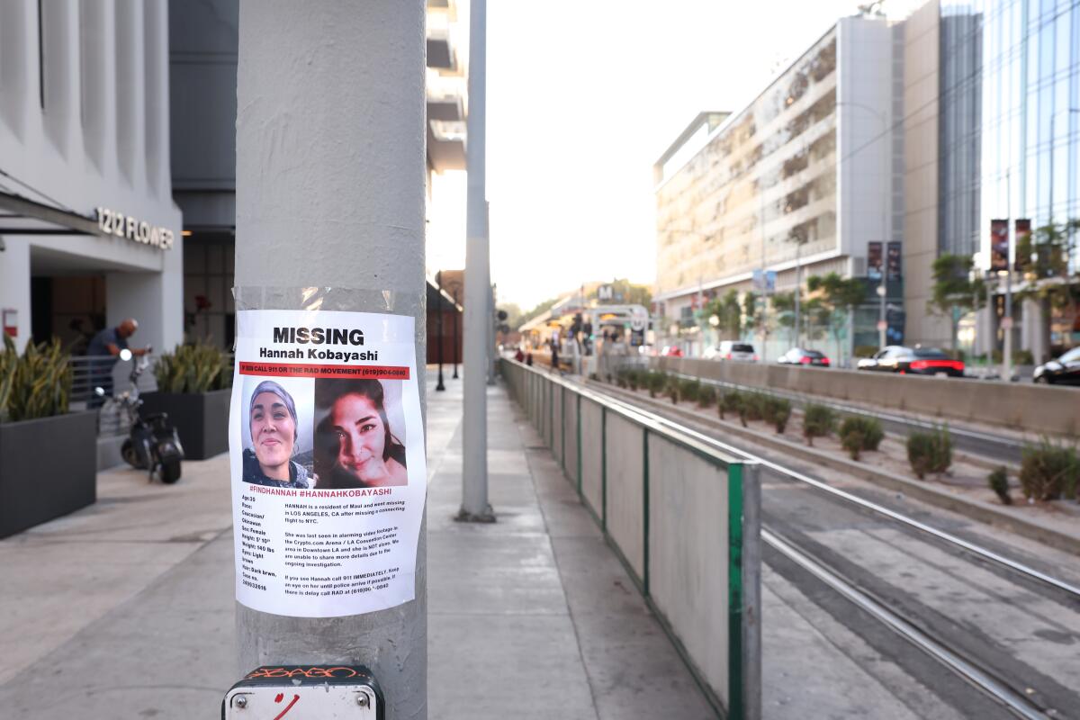 A flier with photos of a missing woman.