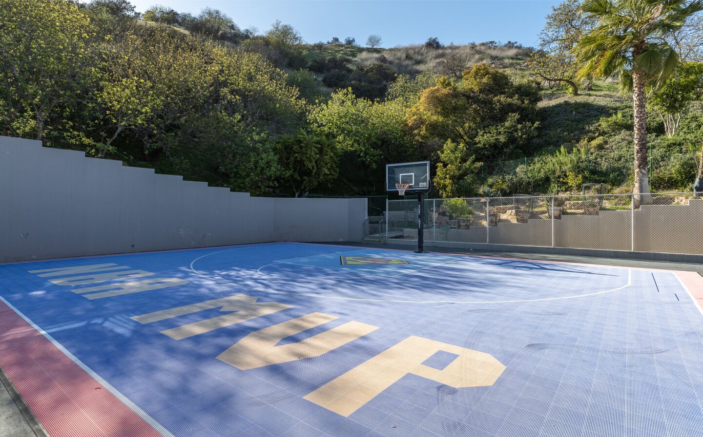 The custom basketball court.