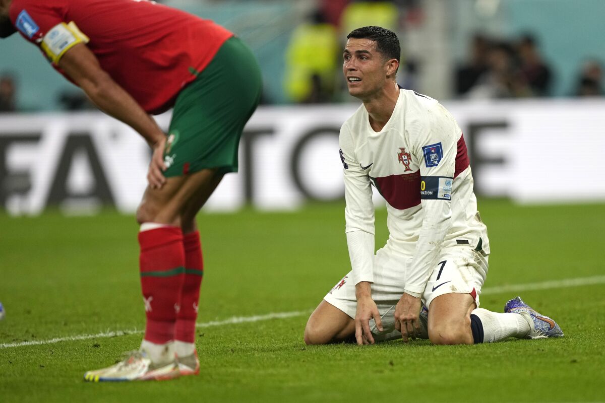 Portugal's Cristiano Ronaldo react 