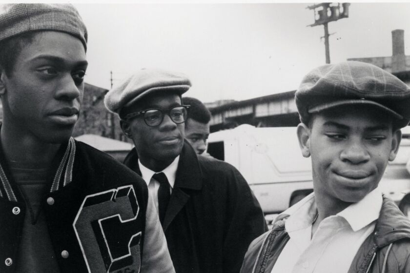 (L-R)- Cochis (Lawrence-Hilton Jacobs), Preach (Glynn Turman) and Pooter (Corin Rogers) spark the action and fun in American International Pictures' film on high school life in the '60's, "Cooley High." Credit: AMPAS