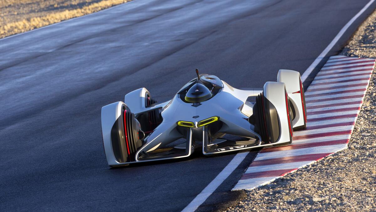 Chevrolet Chaparral 2X Vision Gran Turismo at the Spring Mountain race track near Las Vegas. The car was unveiled at the Los Angeles Auto Show.