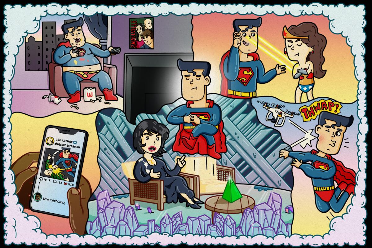 Illustration of Superman's increasing woes.