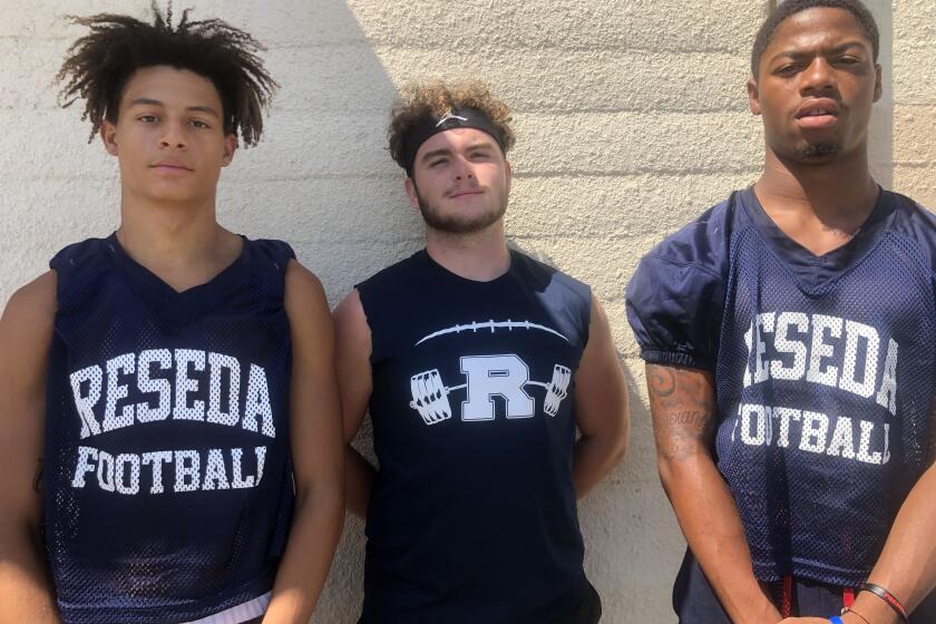 Receiver Dranel Rhodes (left), quarterback Trent Butler and receiver Mario Martinez have been key figures in leading Reseda into Saturday's City Section Division I championship football game against El Camino Real at 6 p.m. at El Camino College.