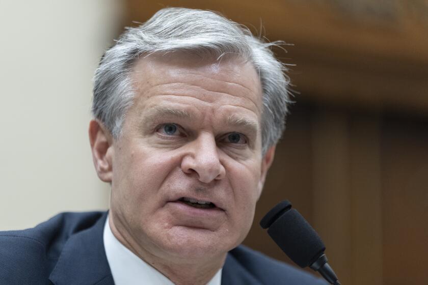 FBI Director Christopher Wray testifies before a House committee about the shooting July 13 at a campaign rally in Butler, Pa., Wednesday, July 24, 2024, on Capitol Hill. Wray said that the FBI will "leave no stone unturned" in its investigation of the attempted assassination of former President Donald Trump. (AP Photo/Manuel Balce Ceneta)