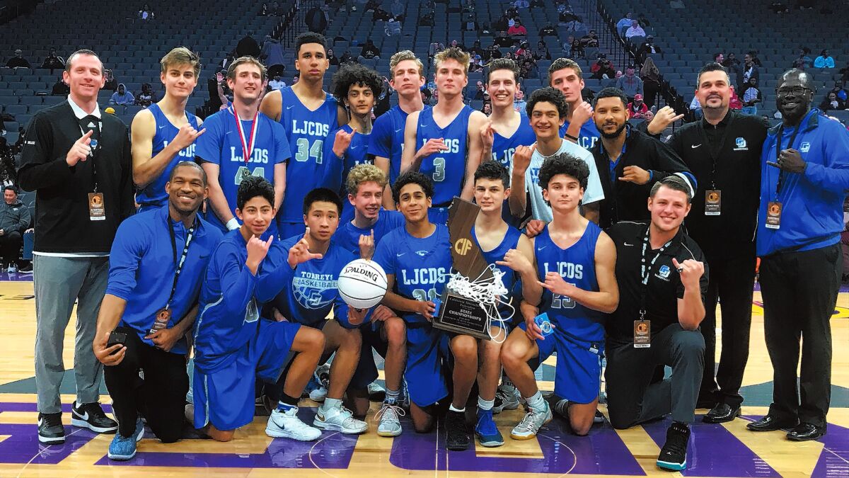 La Jolla Country Day School’s boys basketball team wins the CIF state Division III state championship.
