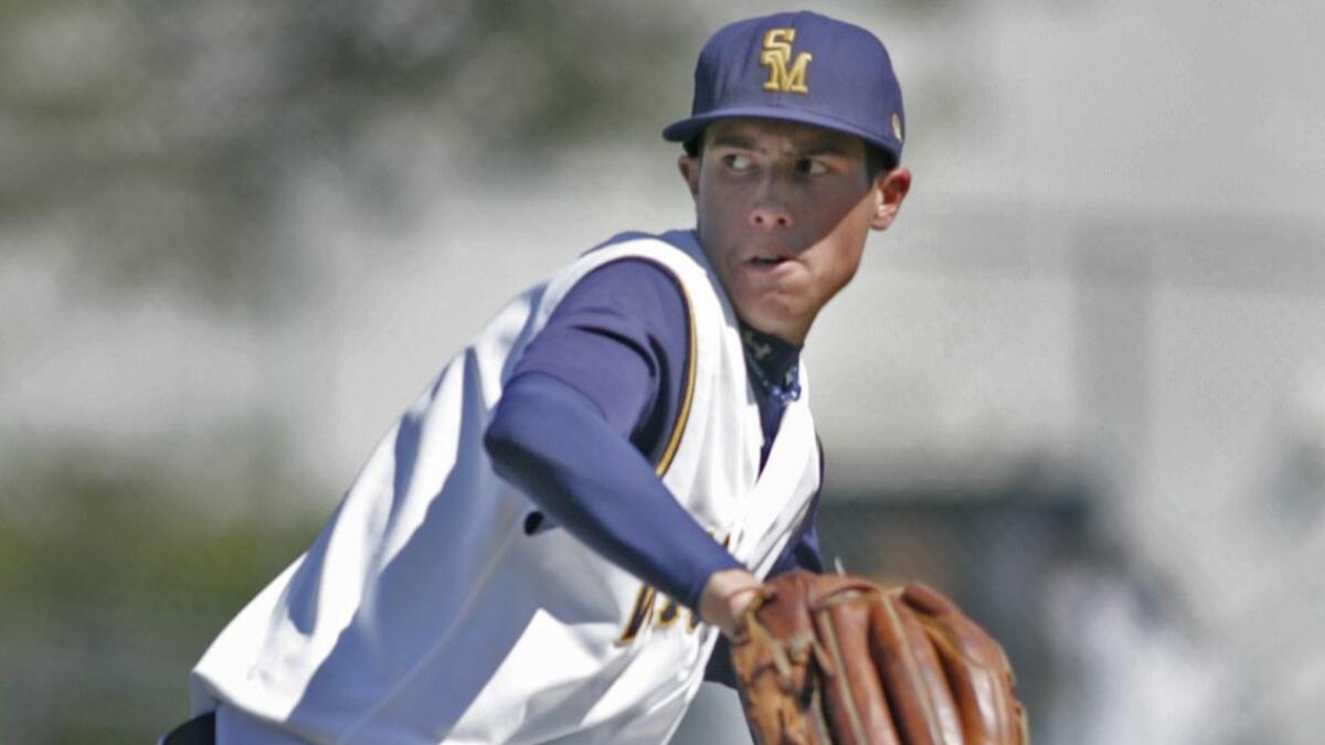 Santa Monica High's Tyler Skaggs pitches against Diamond Ranch during a playoff game on May 16, 2008.