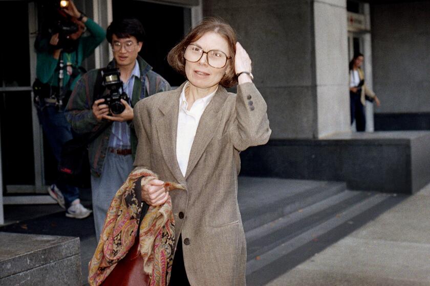 New Yorker writer Janet Malcolm  leaves the Federal Courthouse in San Francisco 
