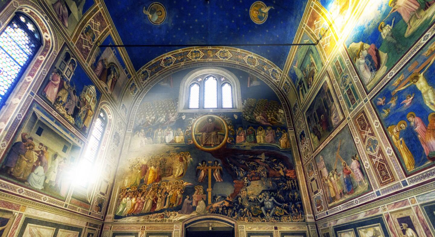 Giotto's frescoes adorn Scrovegni Chapel in Padua, Italy.