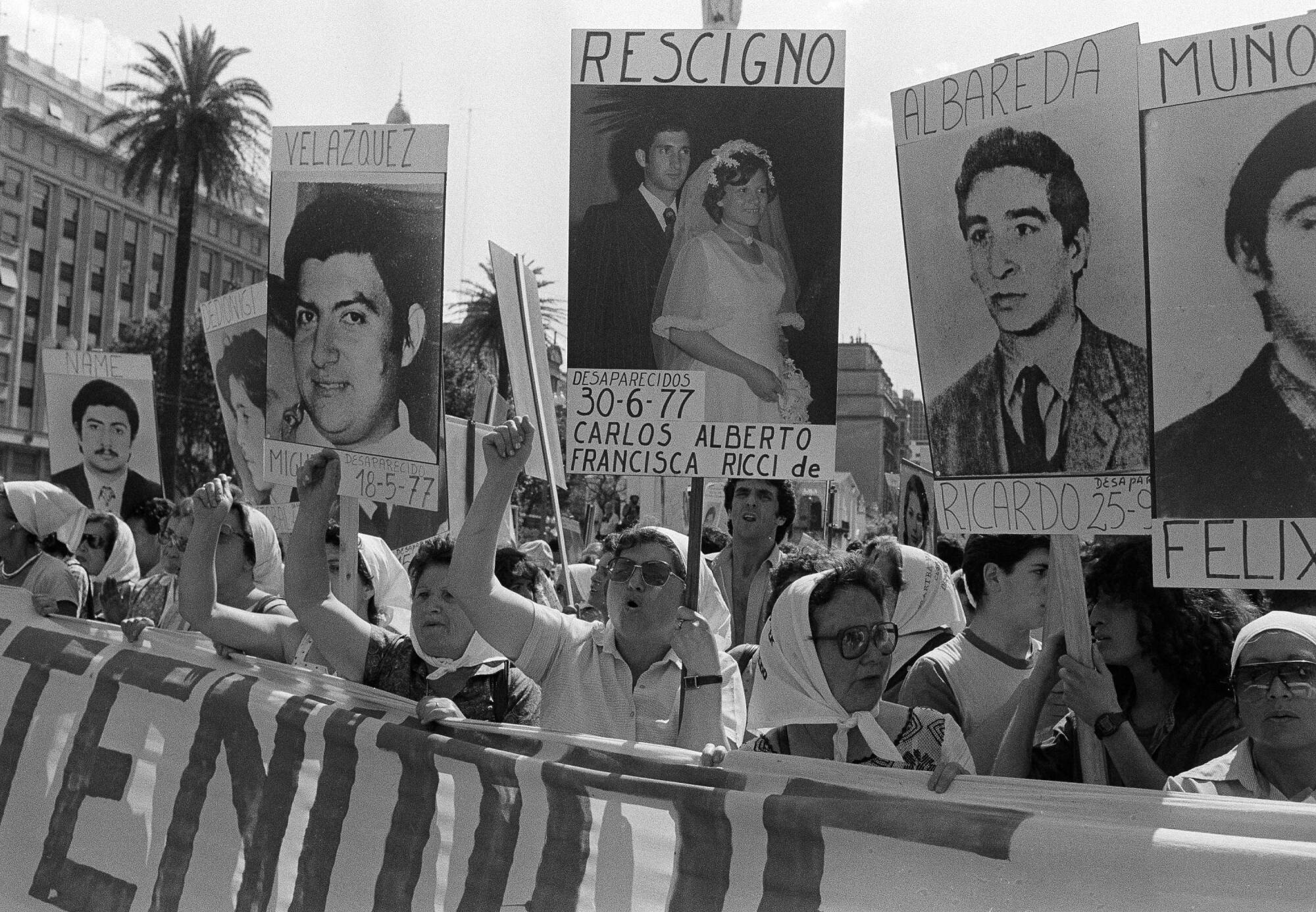 The Mothers of the Plaza de Mayo protest in front of the Government House in Buenos Aires on Dec. 8, 1983.