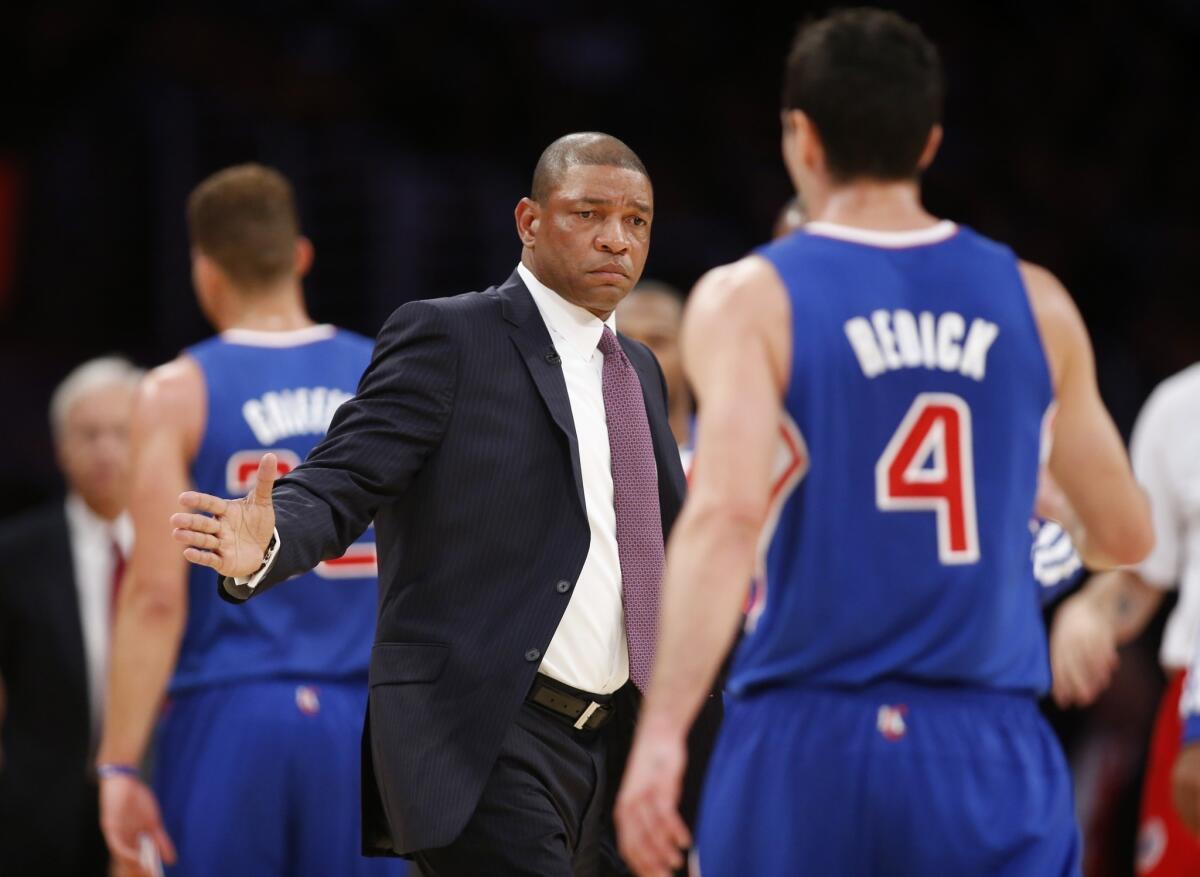 Clippers Coach Doc Rivers made his debut with the team Tuesday night against the Lakers.