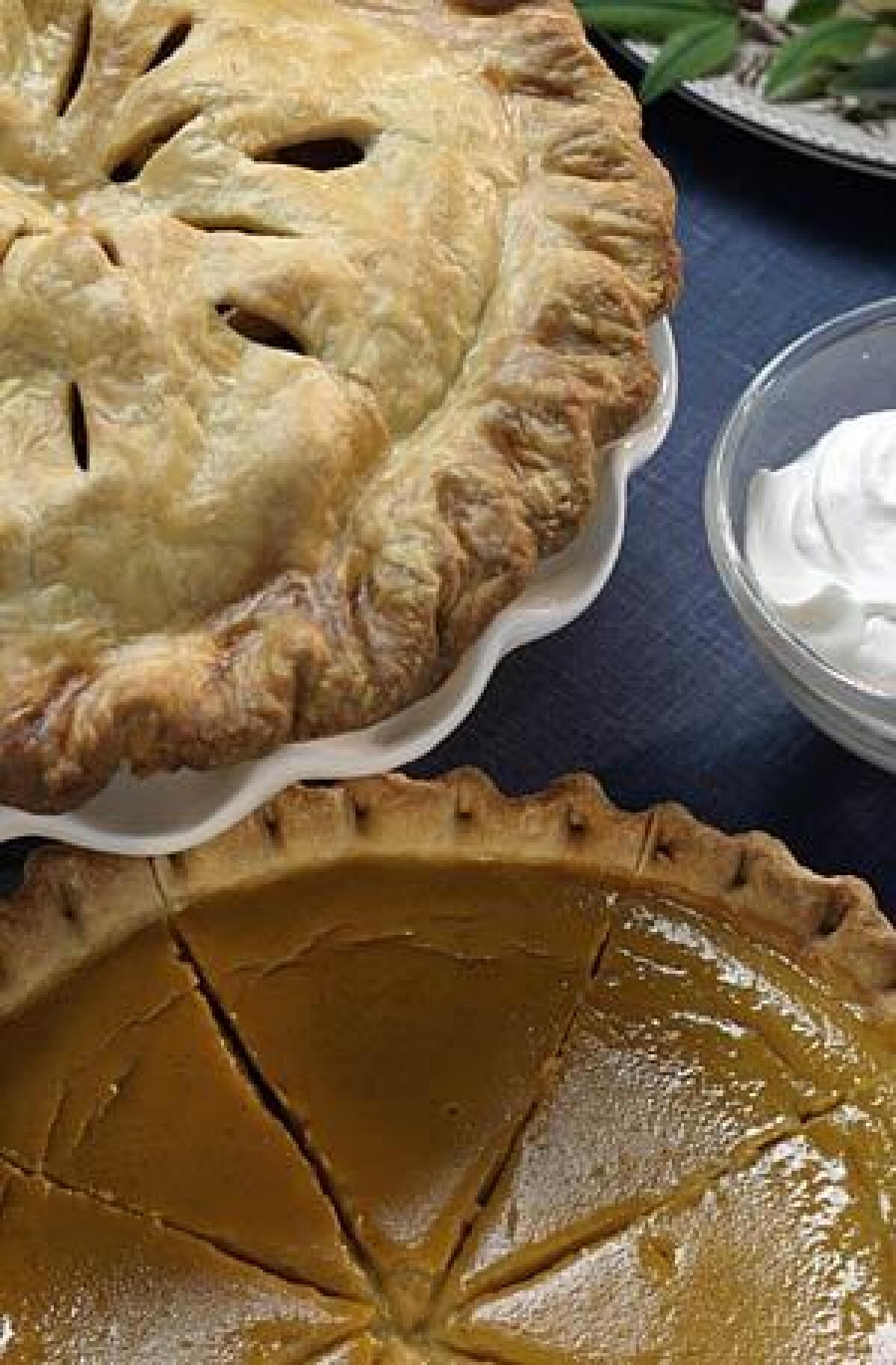 You can chill the crust overnight, but apple and pumpkin pies are best the day they're made.