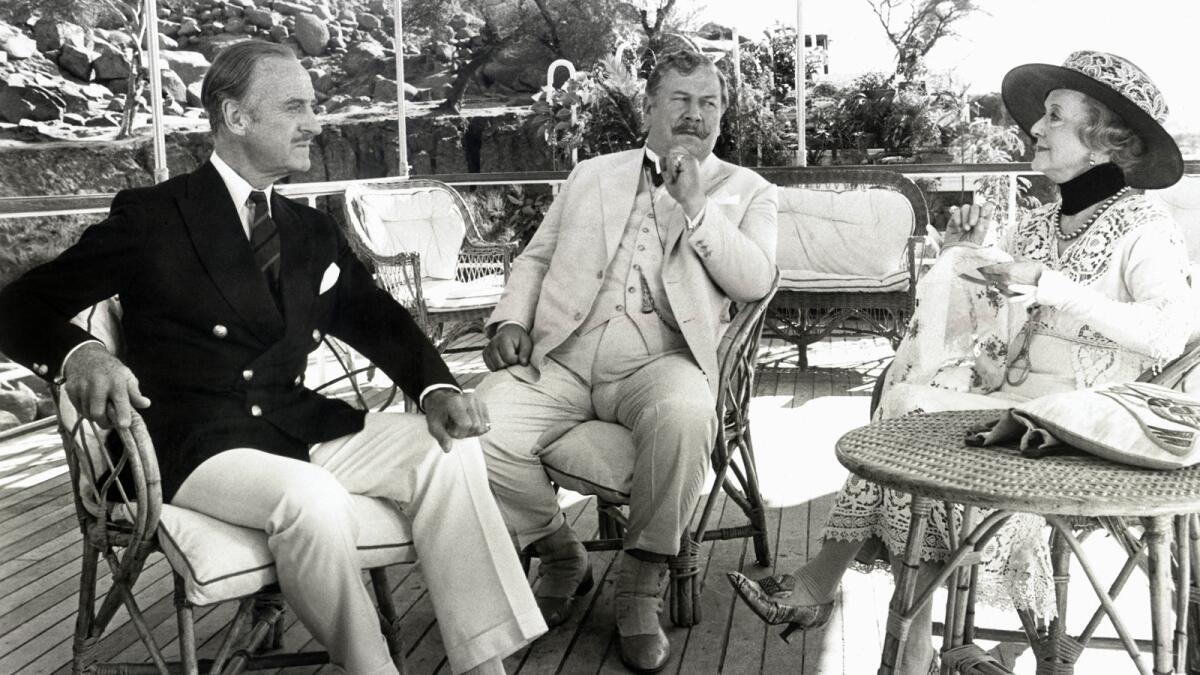 David Niven, Peter Ustinov and Bette Davis in the 1978 movie "Death On The Nile."