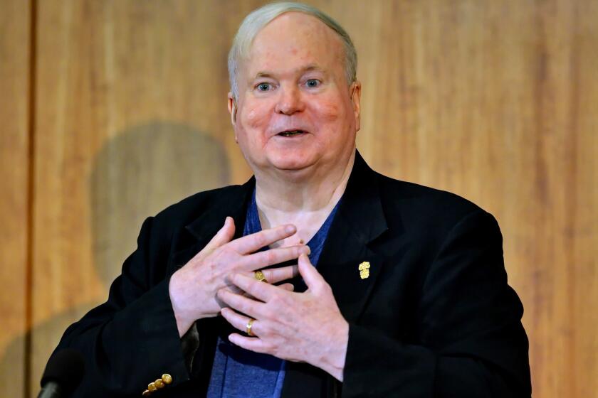 Pat Conroy speaks at the Hollings Library in Columbia, S.C. in 2014. Conroy announced last month that he had pancreatic cancer.