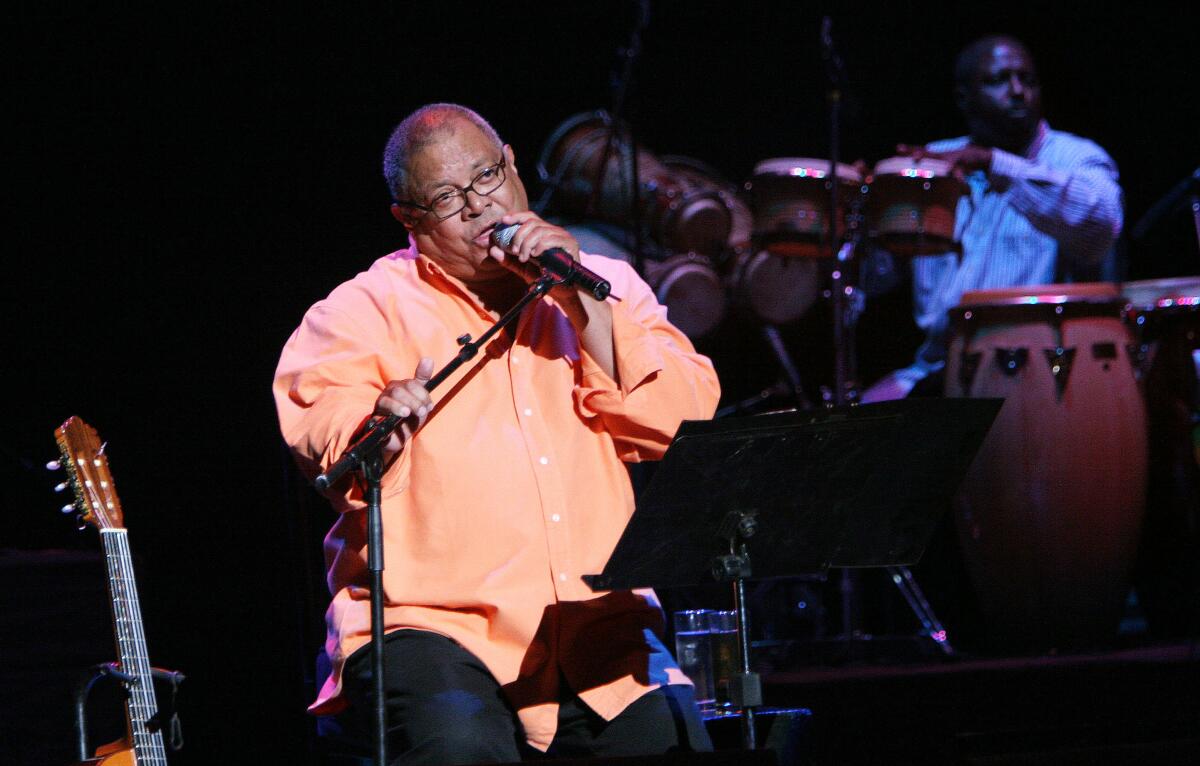 Pablo Milanés in concert at the National Theater in Santo Domingo in the Dominican Republic.