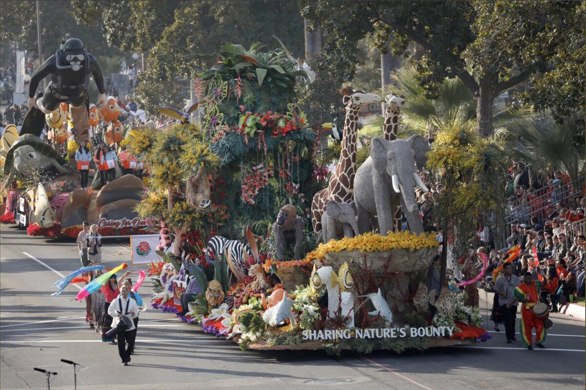 The Grand Marshal Award for most outstanding creative concept and float design went to Dole Packaged Foods for its "Sharing Nature's Bounty" entry. (Patrick T. Fallon / For the Los Angeles Times)