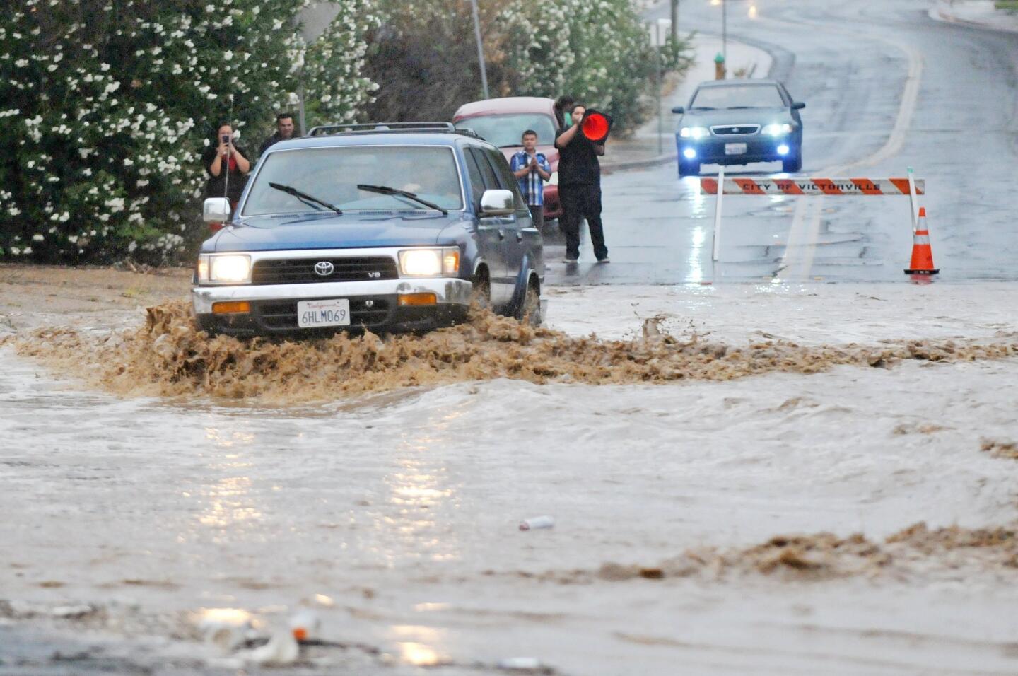 Flooded street in Victorville